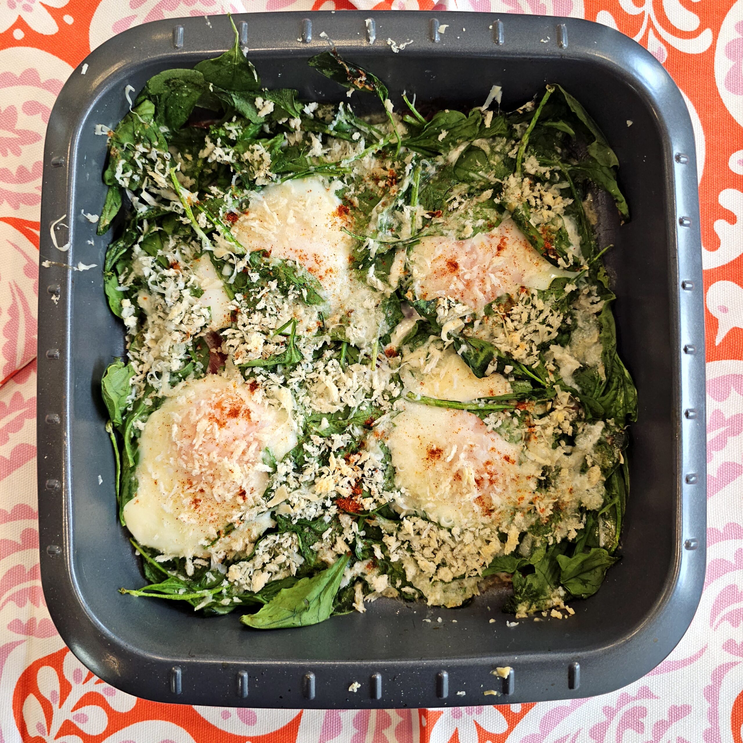 Read more about the article Baked Eggs with Spinach and Bacon